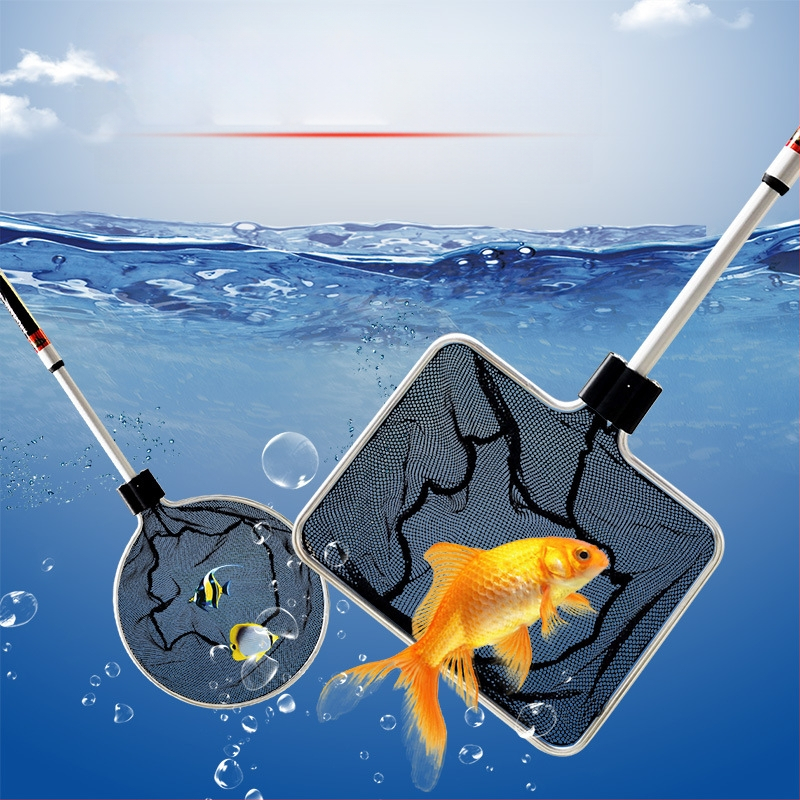 Akváriumi teleszkópos háló alumínium ötvözet rúd és poliészter hálóval, 500 g, akváriumi felszerelés
