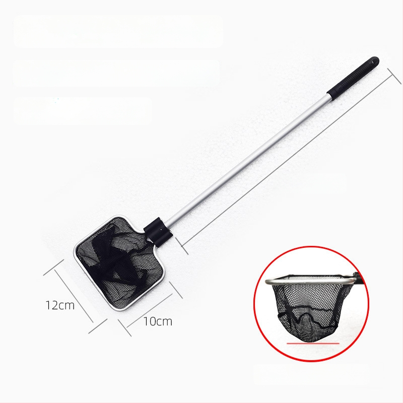 Akváriumi teleszkópos háló alumínium ötvözet rúd és poliészter hálóval, 500 g, akváriumi felszerelés