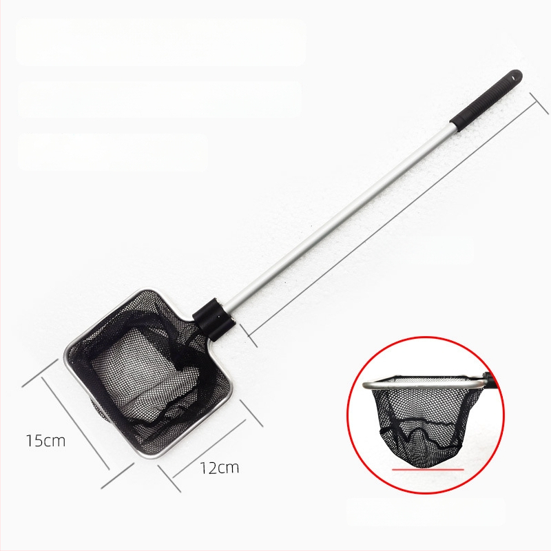 Akváriumi teleszkópos háló alumínium ötvözet rúd és poliészter hálóval, 500 g, akváriumi felszerelés