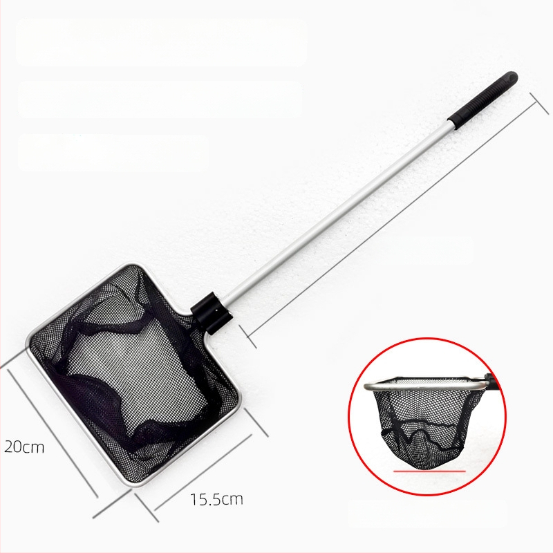 Akváriumi teleszkópos háló alumínium ötvözet rúd és poliészter hálóval, 500 g, akváriumi felszerelés