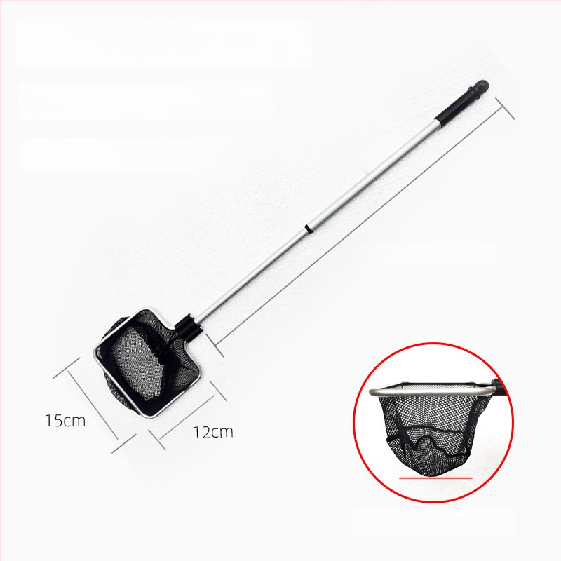 Akváriumi teleszkópos háló alumínium ötvözet rúd és poliészter hálóval, 500 g, akváriumi felszerelés