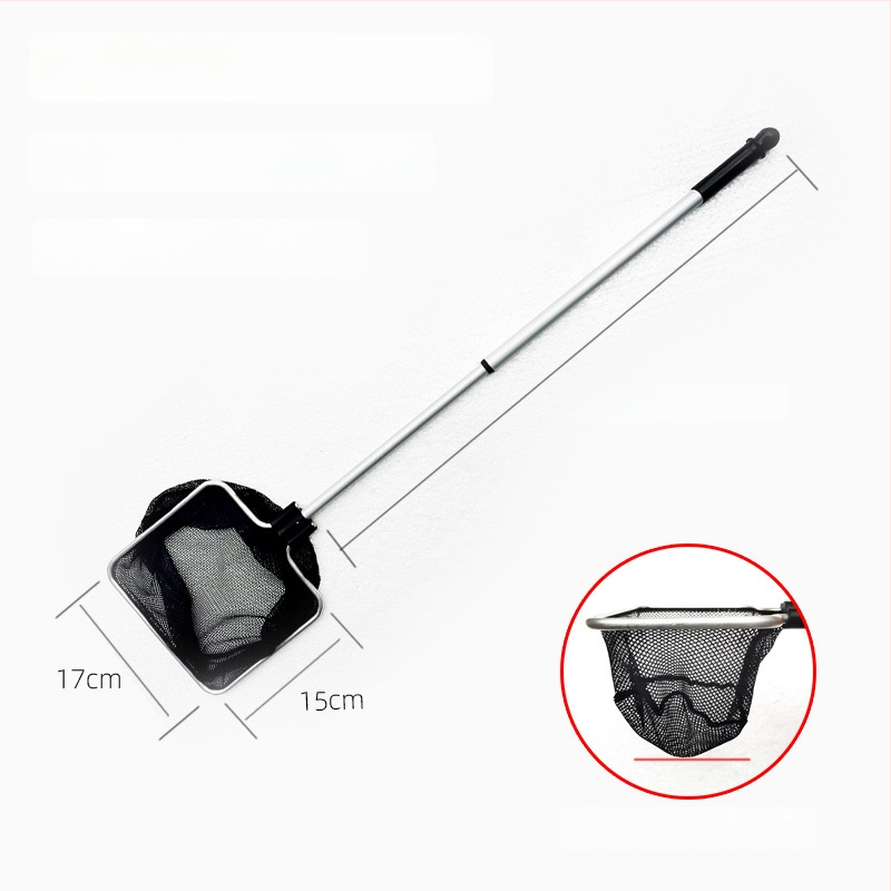 Akváriumi teleszkópos háló alumínium ötvözet rúd és poliészter hálóval, 500 g, akváriumi felszerelés