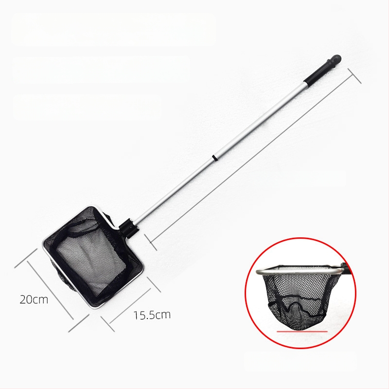 Akváriumi teleszkópos háló alumínium ötvözet rúd és poliészter hálóval, 500 g, akváriumi felszerelés