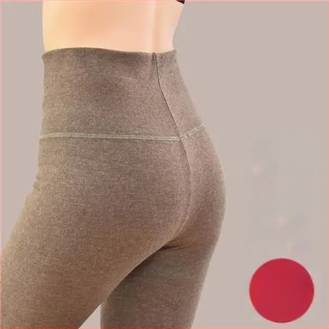 Pantaloni lungi din velur dublu pentru încălzire, talie înaltă, 90-95% poliester