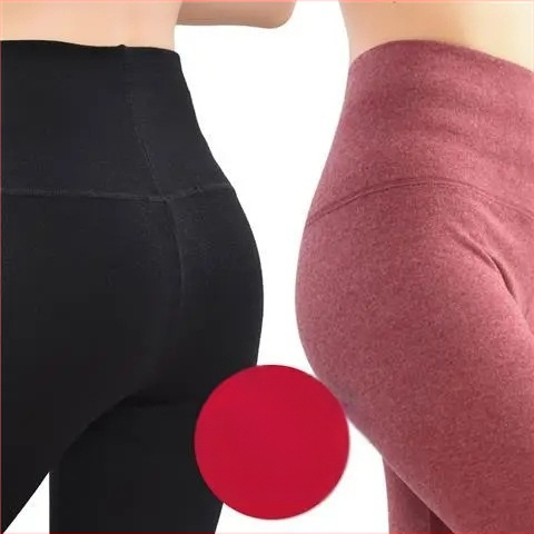 Pantaloni lungi din velur dublu pentru încălzire, talie înaltă, 90-95% poliester