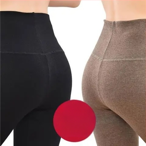 Pantaloni lungi din velur dublu pentru încălzire, talie înaltă, 90-95% poliester