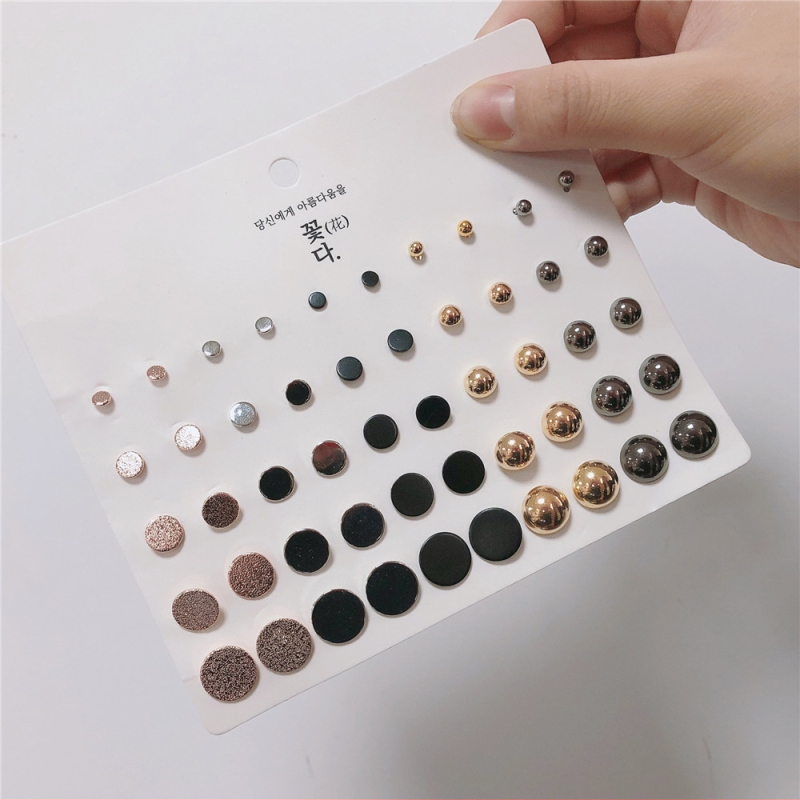 Γεωμετρικά σκουλαρίκια από κράμα με φινίρισμα μικροπαβέ, 925 ασημένες βελόνες — Behrooci