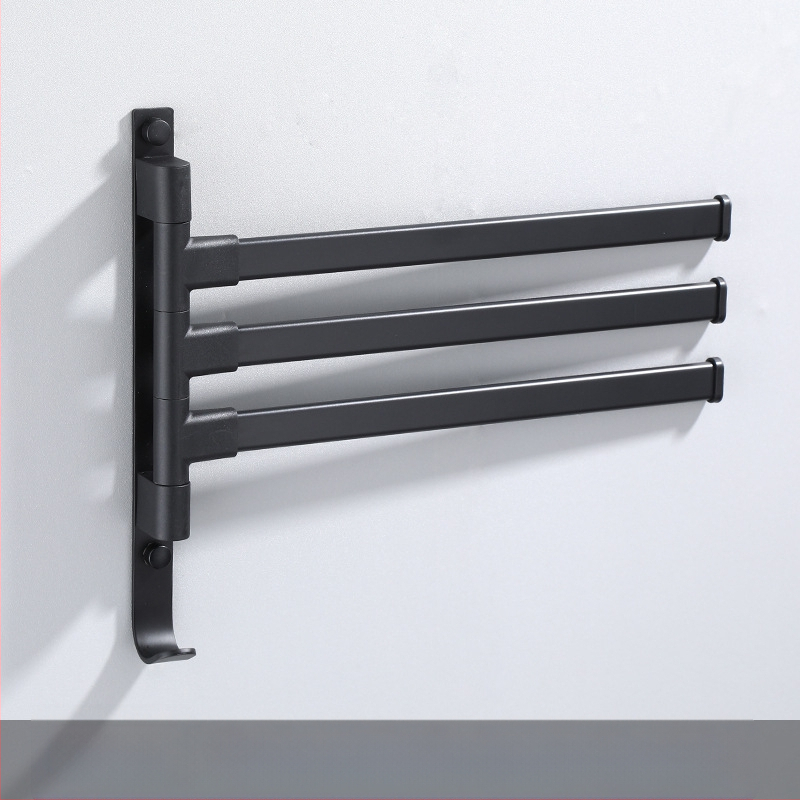 Fali fúrás nélküli, 3-szintes törölközőtartó alumíniumötvözetből, sütőbe égetett bevonattal, forgatható (teher 10 kg-ig)