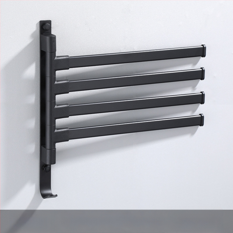 Fali fúrás nélküli, 3-szintes törölközőtartó alumíniumötvözetből, sütőbe égetett bevonattal, forgatható (teher 10 kg-ig)