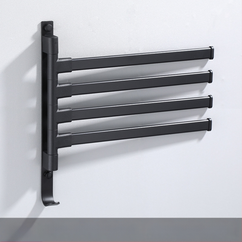 Fali fúrás nélküli, 3-szintes törölközőtartó alumíniumötvözetből, sütőbe égetett bevonattal, forgatható (teher 10 kg-ig)