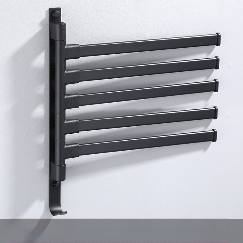 Fali fúrás nélküli, 3-szintes törölközőtartó alumíniumötvözetből, sütőbe égetett bevonattal, forgatható (teher 10 kg-ig)