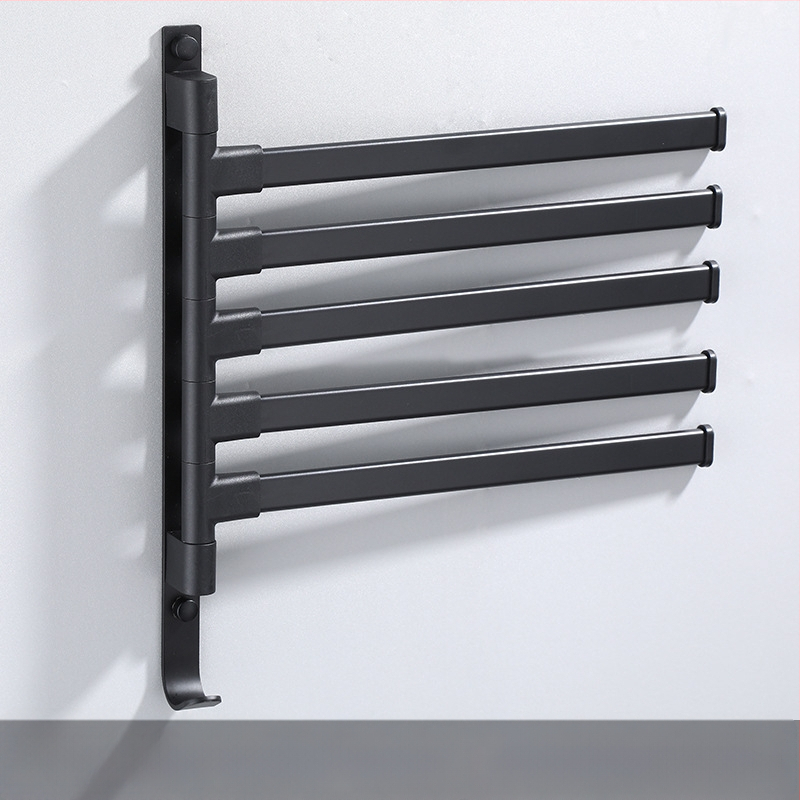 Fali fúrás nélküli, 3-szintes törölközőtartó alumíniumötvözetből, sütőbe égetett bevonattal, forgatható (teher 10 kg-ig)