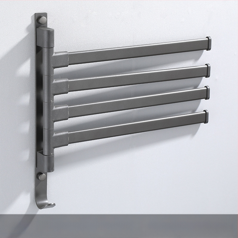 Fali fúrás nélküli, 3-szintes törölközőtartó alumíniumötvözetből, sütőbe égetett bevonattal, forgatható (teher 10 kg-ig)