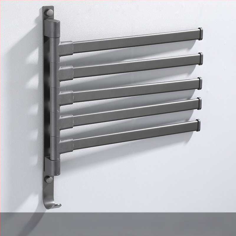 Fali fúrás nélküli, 3-szintes törölközőtartó alumíniumötvözetből, sütőbe égetett bevonattal, forgatható (teher 10 kg-ig)