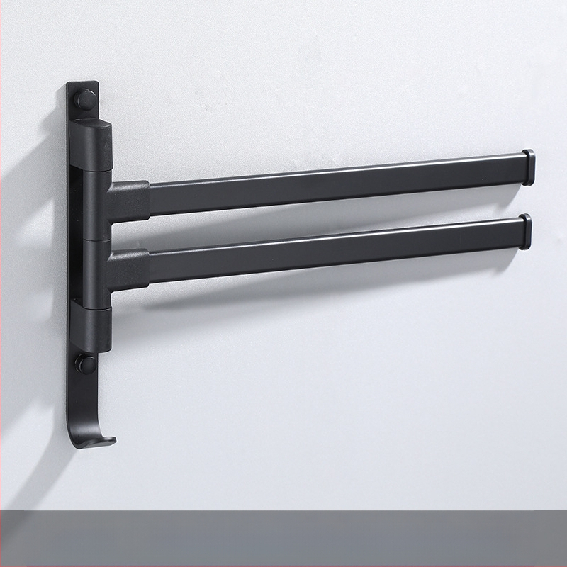 Fali fúrás nélküli, 3-szintes törölközőtartó alumíniumötvözetből, sütőbe égetett bevonattal, forgatható (teher 10 kg-ig)