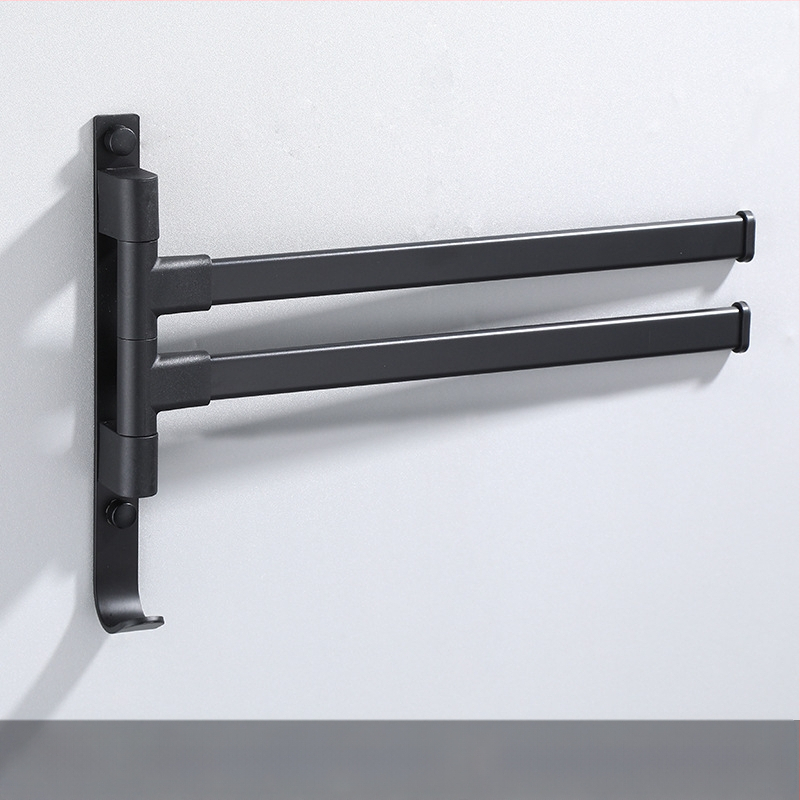 Fali fúrás nélküli, 3-szintes törölközőtartó alumíniumötvözetből, sütőbe égetett bevonattal, forgatható (teher 10 kg-ig)