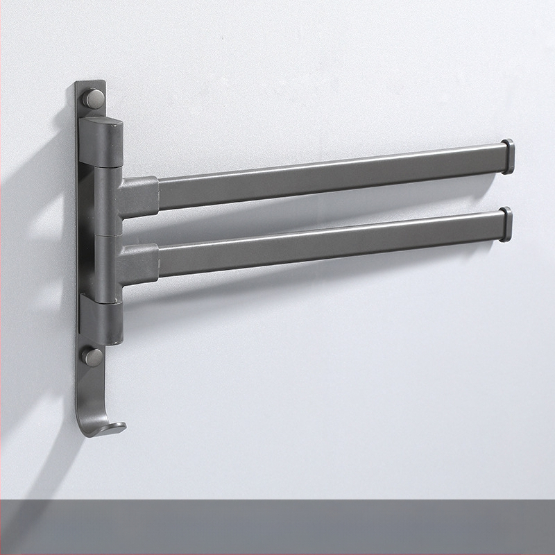 Fali fúrás nélküli, 3-szintes törölközőtartó alumíniumötvözetből, sütőbe égetett bevonattal, forgatható (teher 10 kg-ig)