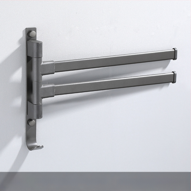 Fali fúrás nélküli, 3-szintes törölközőtartó alumíniumötvözetből, sütőbe égetett bevonattal, forgatható (teher 10 kg-ig)