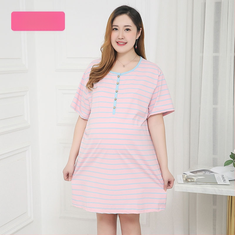 Rochie de maternitate pentru alăptat, din bumbac dungat, guler rotund, mâneci 3/4, croială A-line, lungime midi, croială lejeră