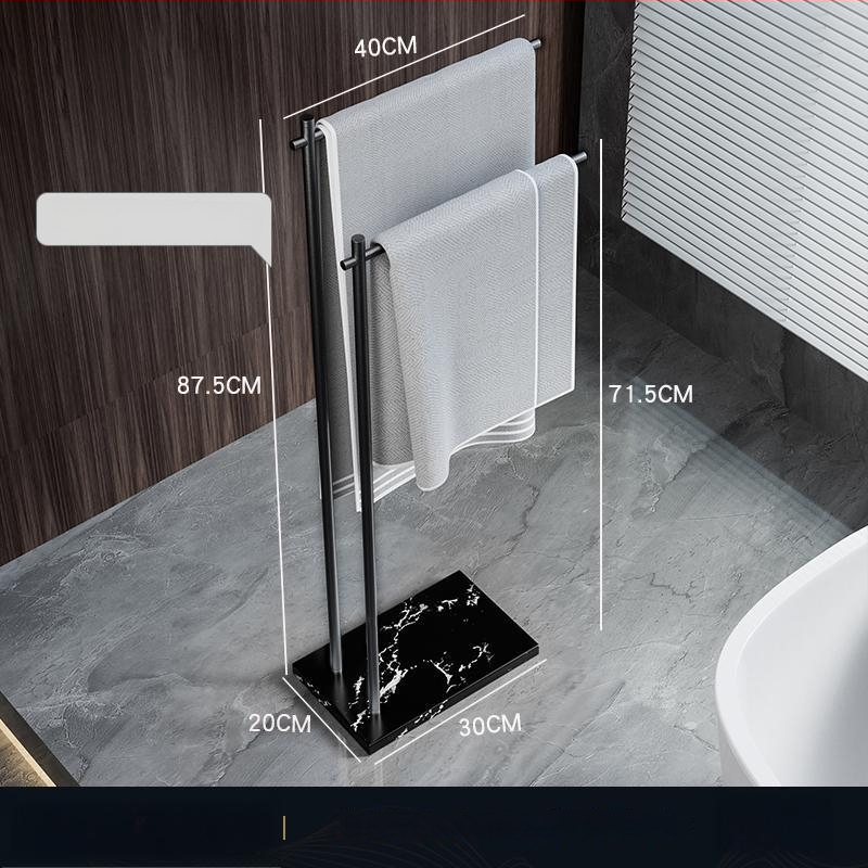 Fürdőszobai törölközőtartó padon álló, 4 rétegű, alumniumötvözet, márvány polccal, fúrás nélküli telepítés