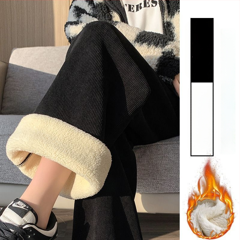 Γυναικείο παντελόνι εγκυμοσύνης για χειμώνα με στήριξη κοιλιάς, επενδυμένο με φλίς και πρόσθετη θερμότητα, υψηλή μέση και φαρδιά γραμμή, ύφασμα πολυεστέρα-ελαστάν, υψηλή ελαστικότητα