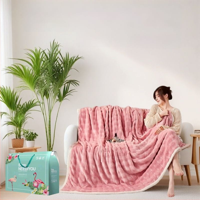Pătură din velur de lapte, velur gros, poliester, greutate 230–300 g, pentru primăvară și toamnă, personalizabilă