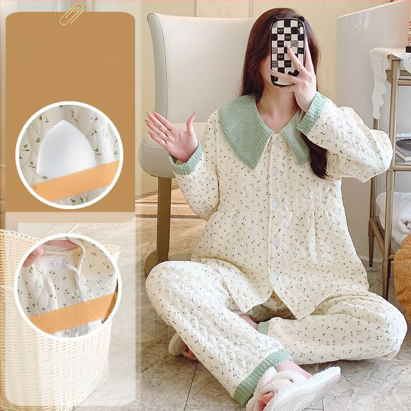 Μαιευτικό σετ πιζάμα με cardigan – Air Cotton, γιακάς πέτο, μακριά μανίκια, βαρύ ύφασμα 251–300 g/m², βαμβάκι 90–95%