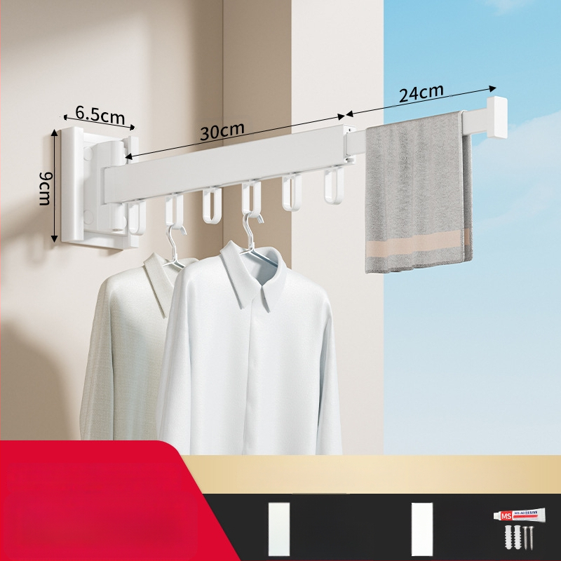 Телескопичен сгъваем сушилен прът, алуминиева сплав, модерен минималистичен стил, за баня и балкон