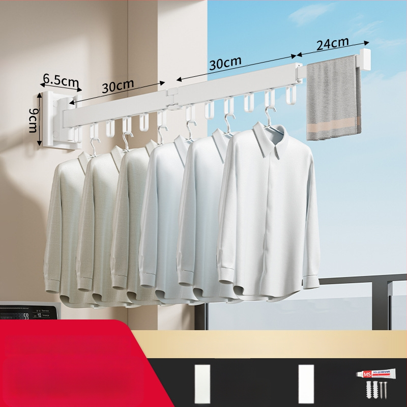 Телескопичен сгъваем сушилен прът, алуминиева сплав, модерен минималистичен стил, за баня и балкон