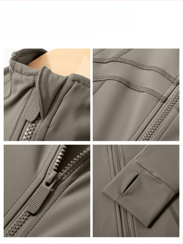 Jachetă de yoga slim-fit, cu mânecă lungă, fermoar, UPF30+ protecție solară