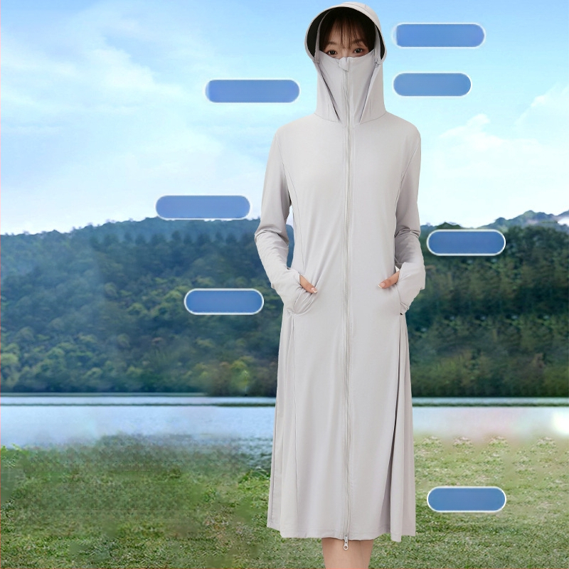 Γυναικεία μπλούζα UV προστασίας, μακριά για καλοκαίρι, ύφασμα πολυεστέρα, περιεκτικότητα 81–95%, απλός μακρύς σχεδιασμός, καλοκαίρι 2025