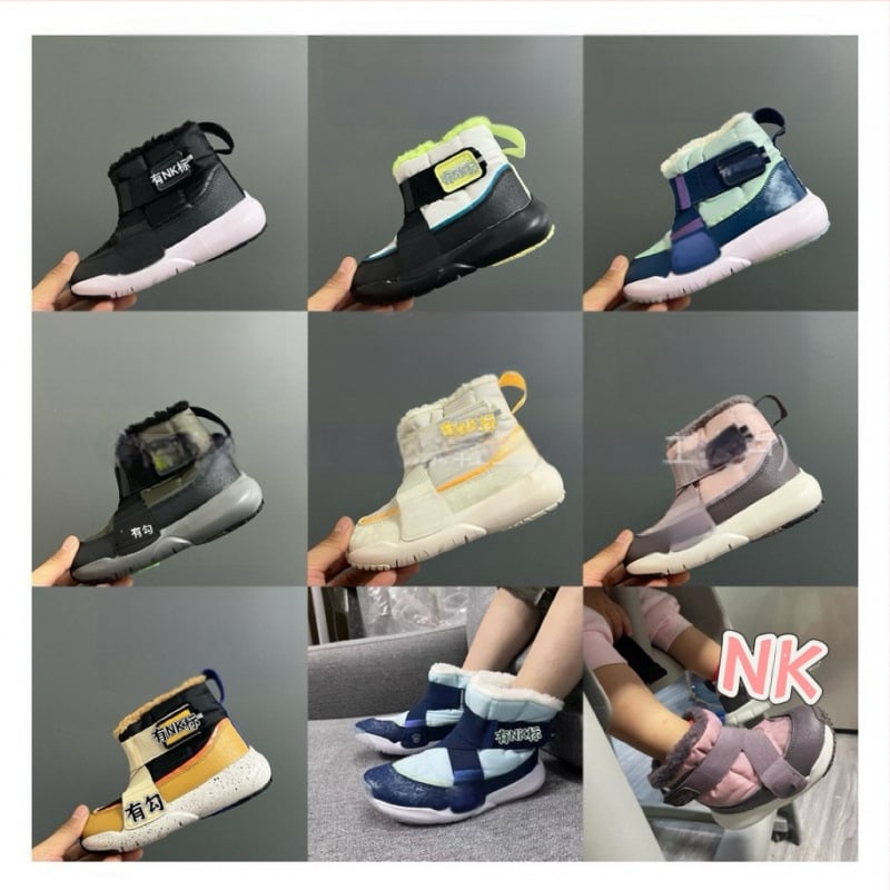 Gyerekeknek készült fleece-bélelt, magas téli csizma, uniszex, habos talpú, vastag szigetelés