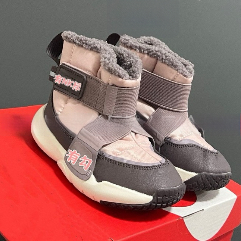 Gyerekeknek készült fleece-bélelt, magas téli csizma, uniszex, habos talpú, vastag szigetelés