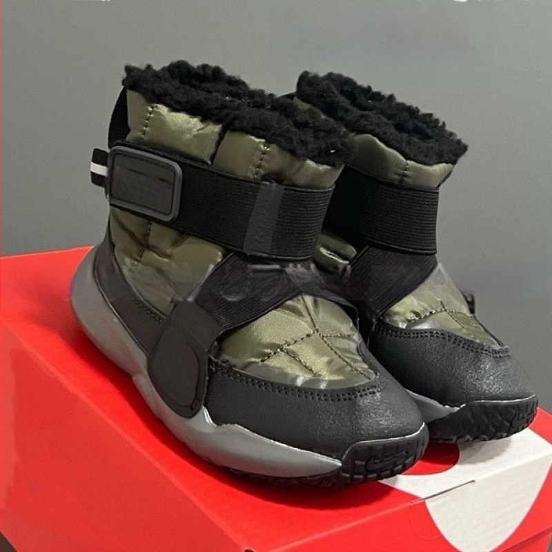 Gyerekeknek készült fleece-bélelt, magas téli csizma, uniszex, habos talpú, vastag szigetelés