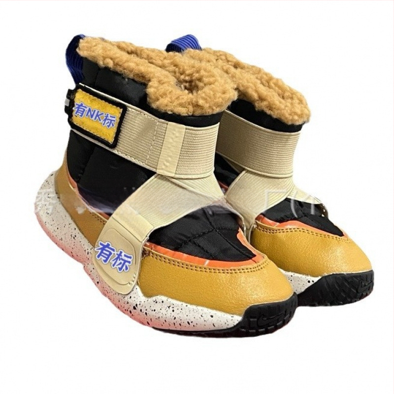 Gyerekeknek készült fleece-bélelt, magas téli csizma, uniszex, habos talpú, vastag szigetelés