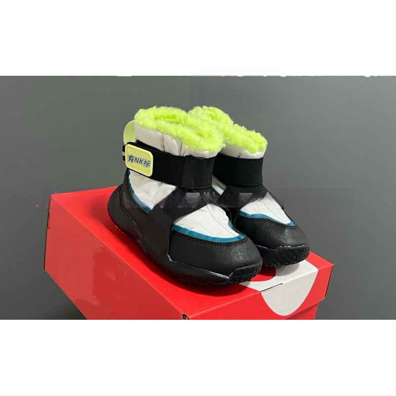 Gyerekeknek készült fleece-bélelt, magas téli csizma, uniszex, habos talpú, vastag szigetelés