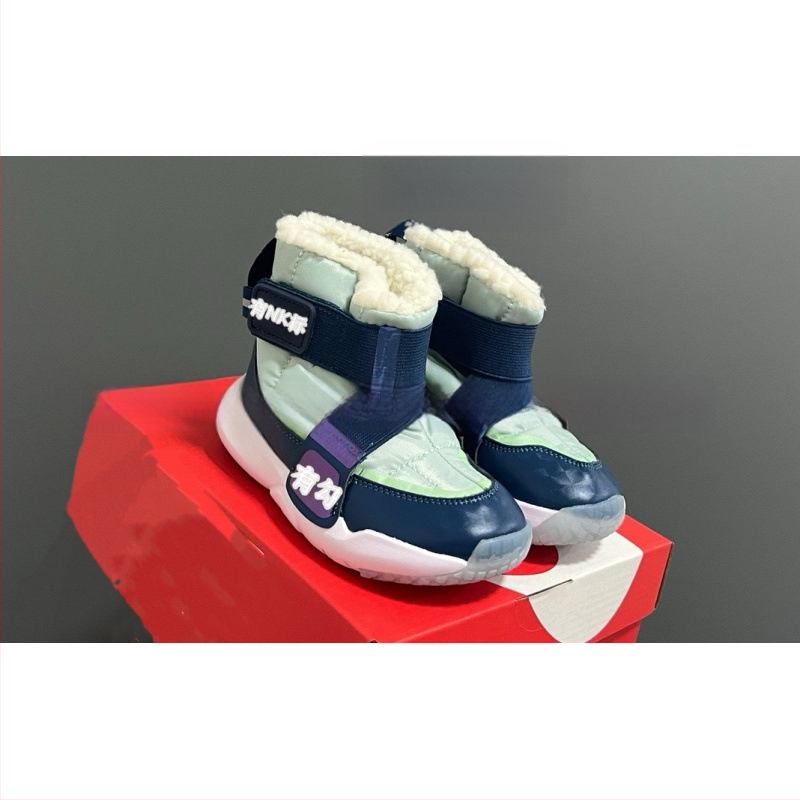 Gyerekeknek készült fleece-bélelt, magas téli csizma, uniszex, habos talpú, vastag szigetelés