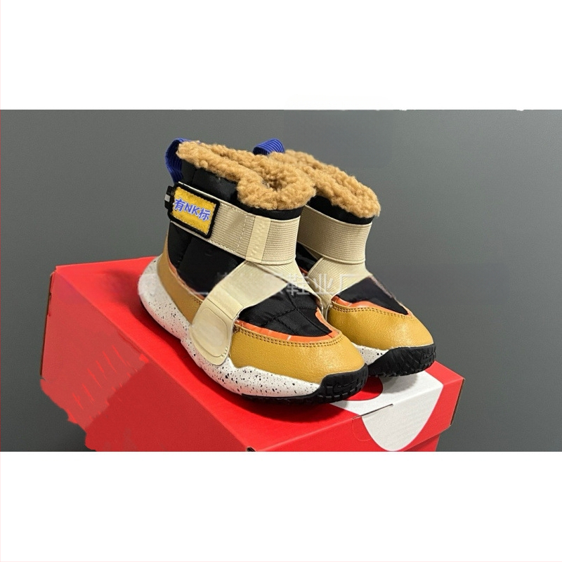 Gyerekeknek készült fleece-bélelt, magas téli csizma, uniszex, habos talpú, vastag szigetelés