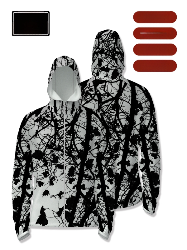 Cămașă de pescuit outdoor cu glugă, fermoar în față, uscare rapidă, croială slim, 100% poliester