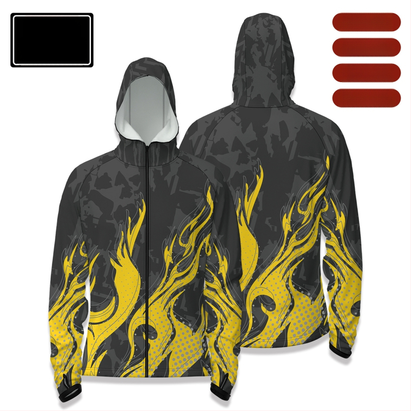 Cămașă de pescuit outdoor cu glugă, fermoar în față, uscare rapidă, croială slim, 100% poliester