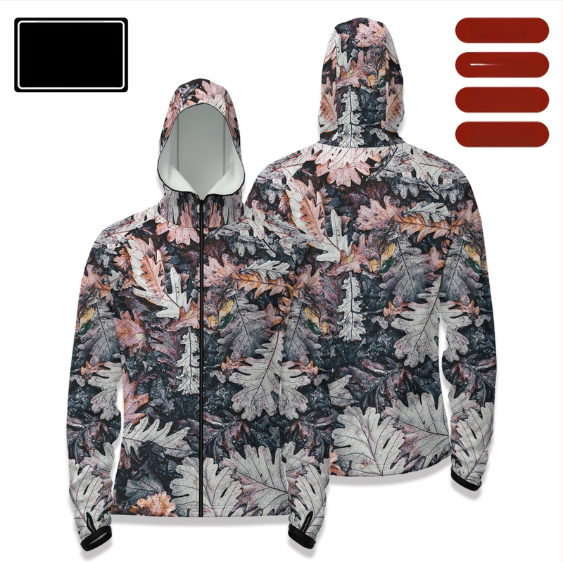 Cămașă de pescuit outdoor cu glugă, fermoar în față, uscare rapidă, croială slim, 100% poliester