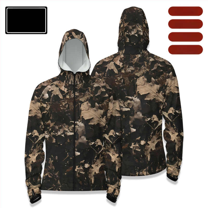 Cămașă de pescuit outdoor cu glugă, fermoar în față, uscare rapidă, croială slim, 100% poliester