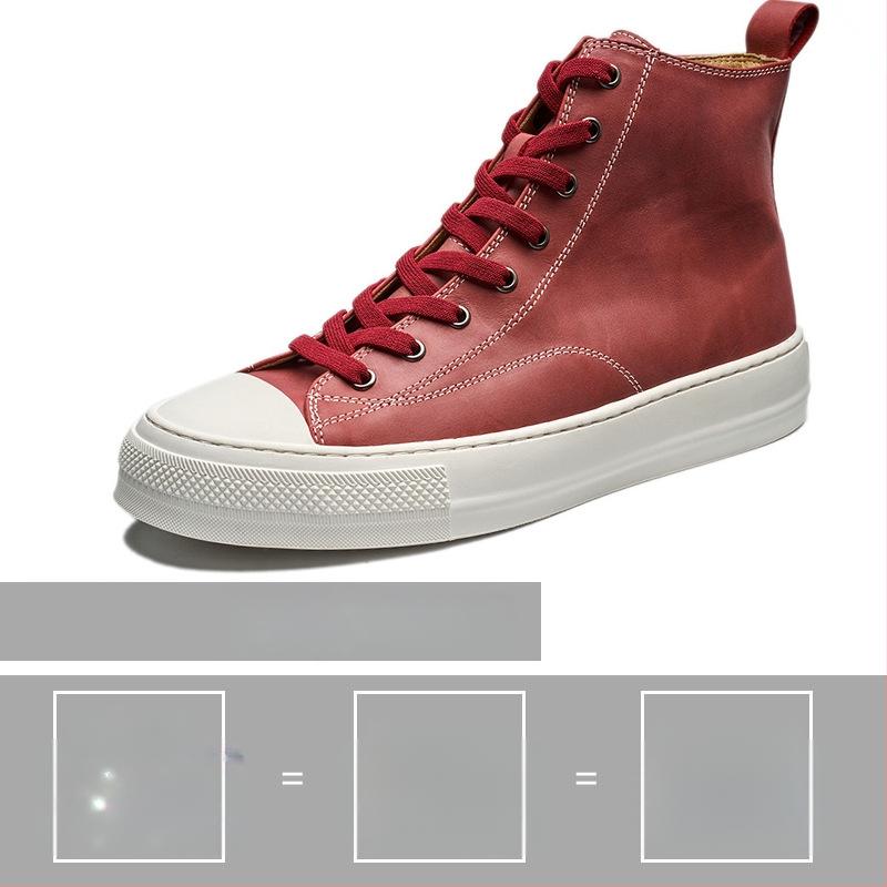 Ανδρικά δερμάτινα sneakers με μεσαίο ύψος, καλοκαιρινά, σε στυλ Κορεάτικο; Άνω μέρος: δέρμα πρώτης κατηγορίας; Σόλα: καουτσούκ; Ύψος: χαμηλό (1-3 cm); Κλείσιμο: κορδόνια; Χαρακτηριστικά: διαπνοή, ανθεκτικότητα, απορρόφηση κραδασμών