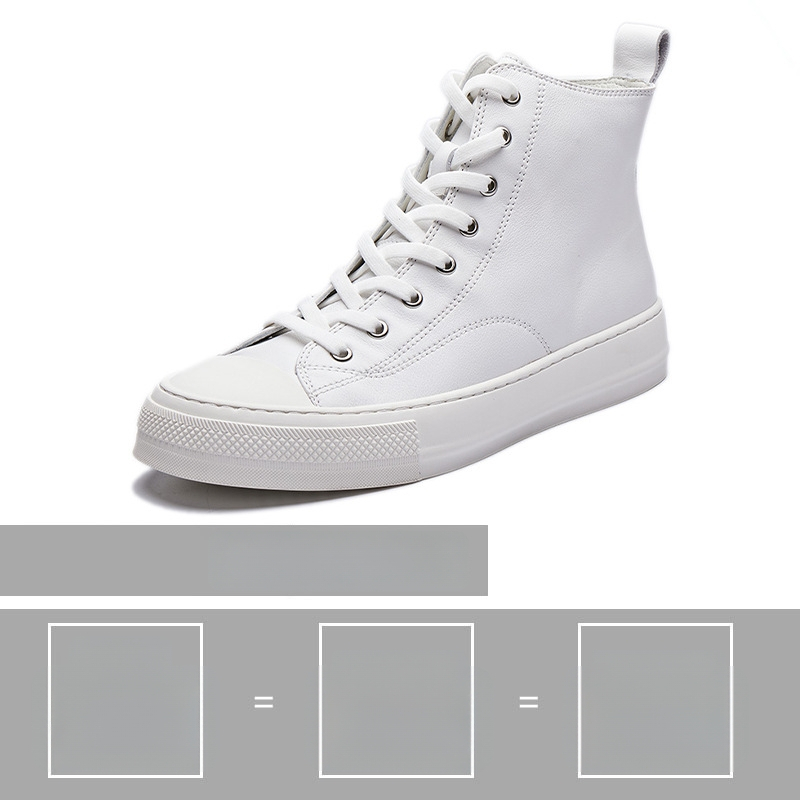 Ανδρικά δερμάτινα sneakers με μεσαίο ύψος, καλοκαιρινά, σε στυλ Κορεάτικο; Άνω μέρος: δέρμα πρώτης κατηγορίας; Σόλα: καουτσούκ; Ύψος: χαμηλό (1-3 cm); Κλείσιμο: κορδόνια; Χαρακτηριστικά: διαπνοή, ανθεκτικότητα, απορρόφηση κραδασμών