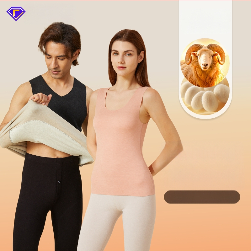 Vestă termică din material acrilic, cald, fără cusături, guler rotund