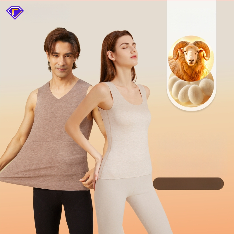 Vestă termică din material acrilic, cald, fără cusături, guler rotund