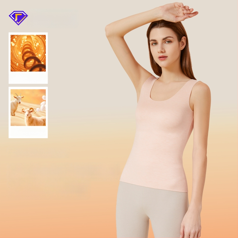 Vestă termică din material acrilic, cald, fără cusături, guler rotund