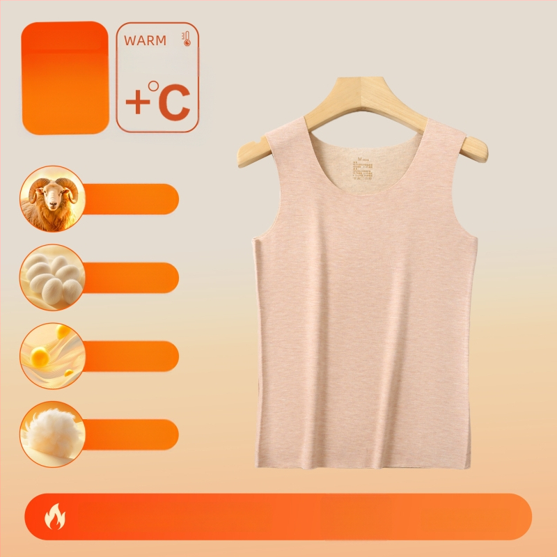 Vestă termică din material acrilic, cald, fără cusături, guler rotund