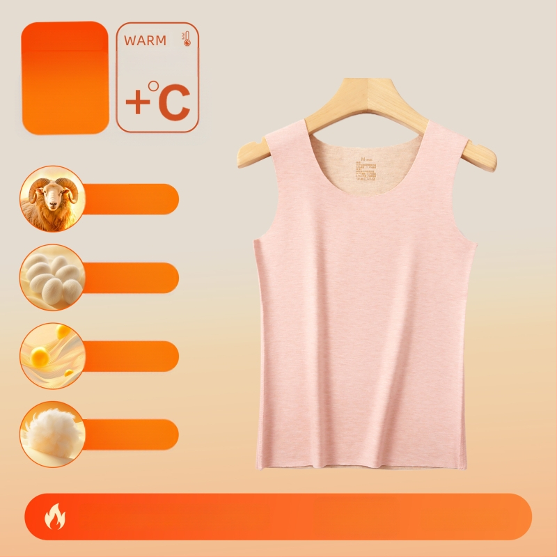 Vestă termică din material acrilic, cald, fără cusături, guler rotund