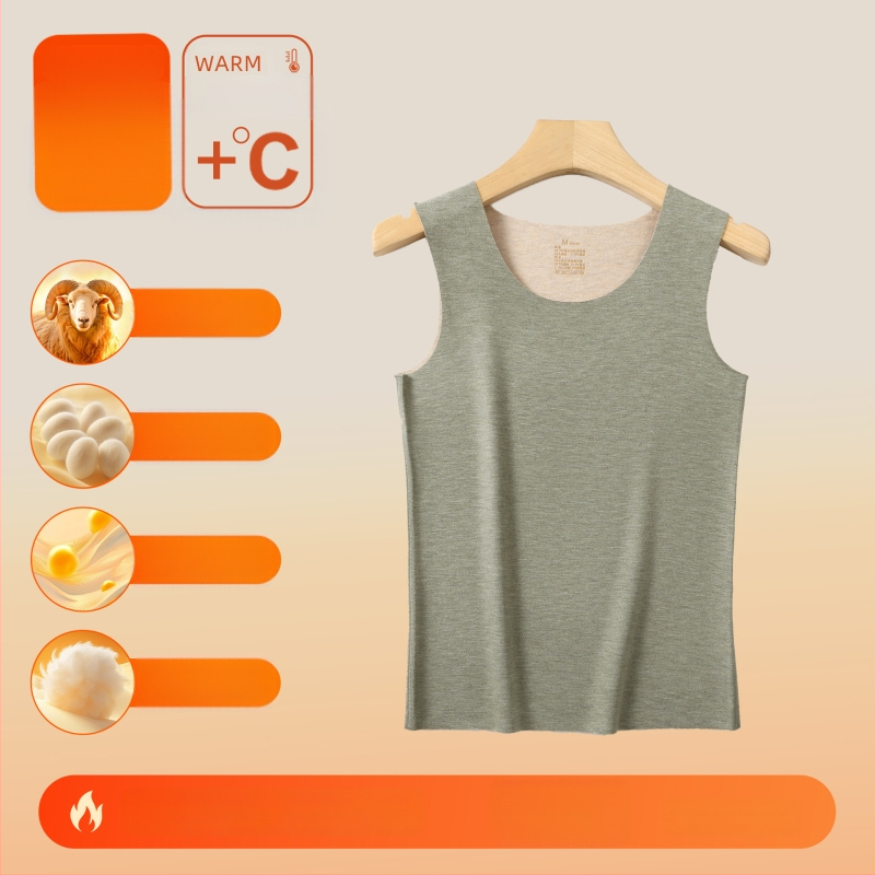 Vestă termică din material acrilic, cald, fără cusături, guler rotund